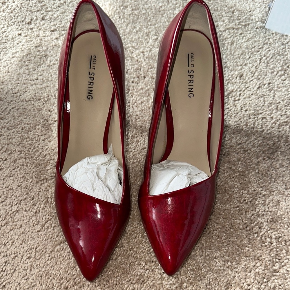 Call It Spring Red Patent Leather Heels